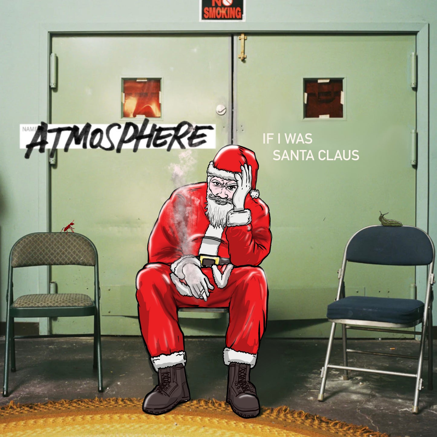 Santa Claus x atmosphere album cover mashup poster