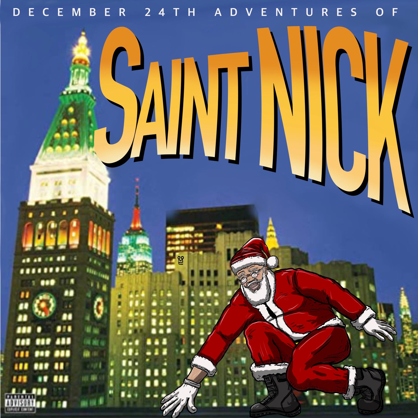 Saint Nick x Slick Rick album cover mashup poster