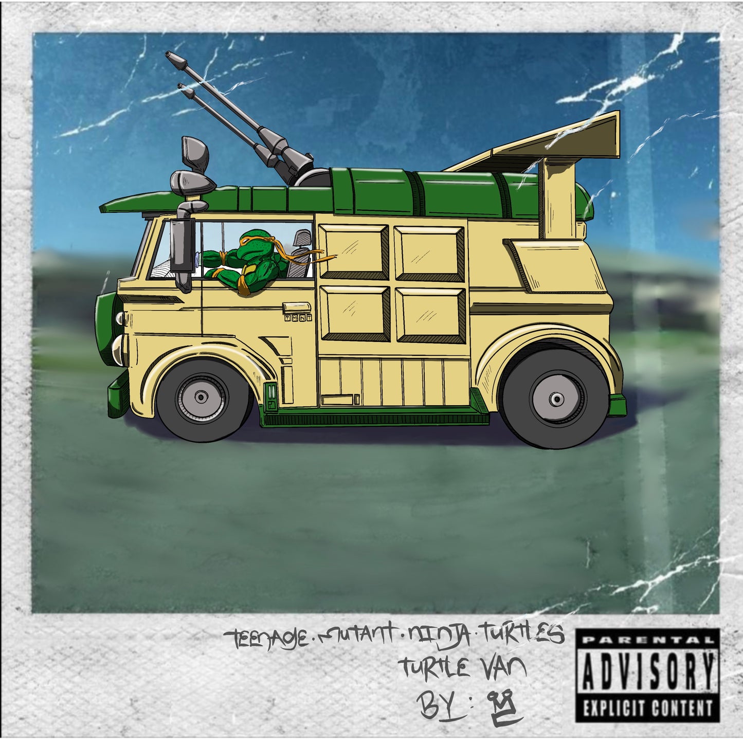 Turtle van x Kendrick album cover mashup poster