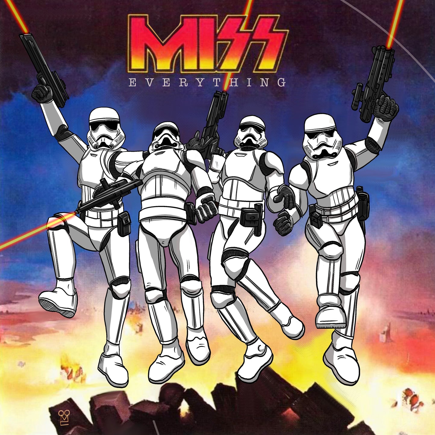 Stormtroopers x kiss album cover mashup poster