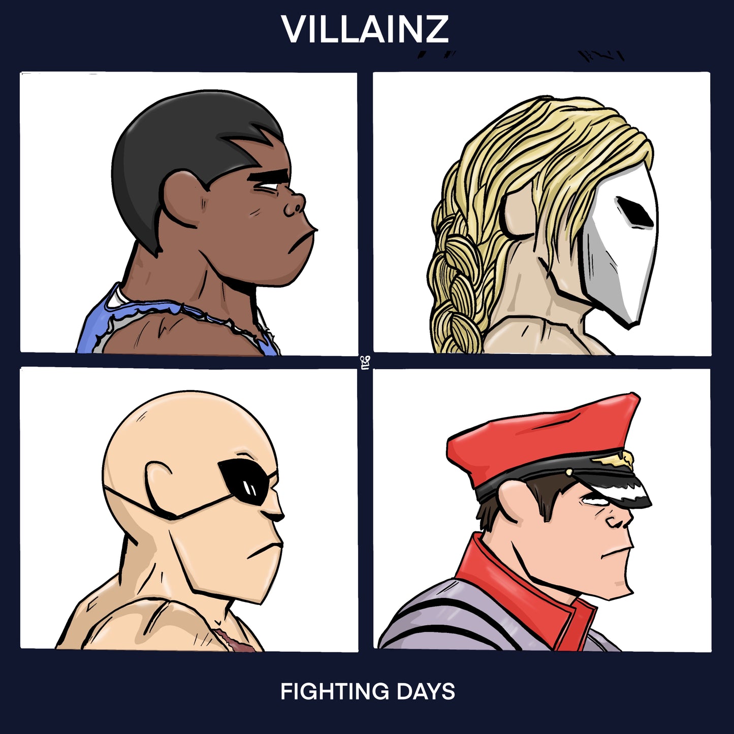 Street fighter villainz x Gorillaz album cover mashup poster