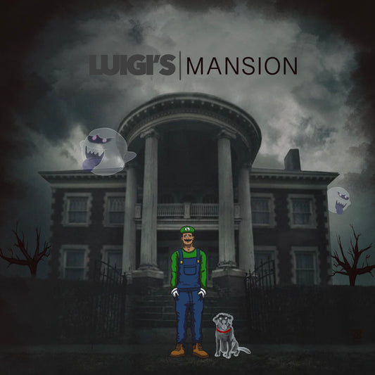 Luigi’s mansion x NF album cover mashup poster