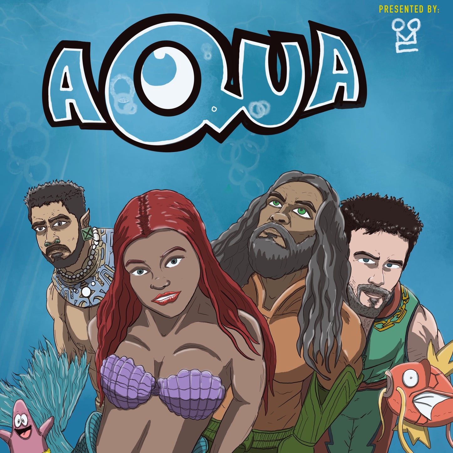 Water heroes x aqua album cover mashup poster