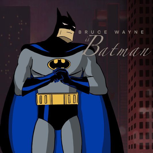 Bruce Wayne TAS x lil Wayne album cover mashup poster