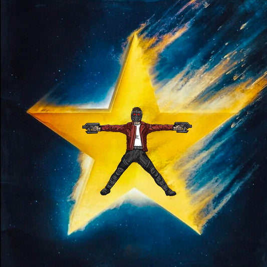 Star lord x bazzi album cover mashup poster