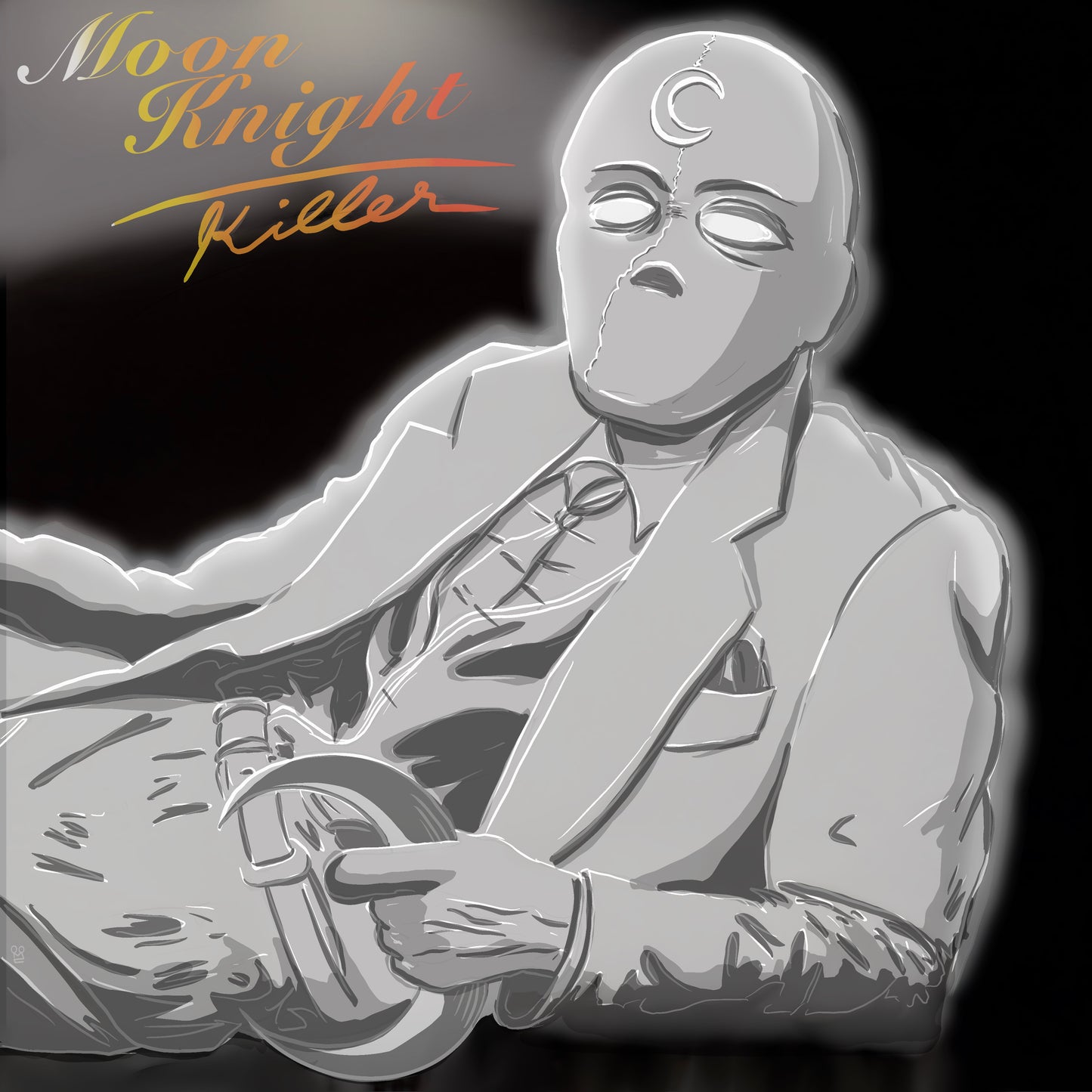 Moon knight x Michael Jackson album cover mashup poster