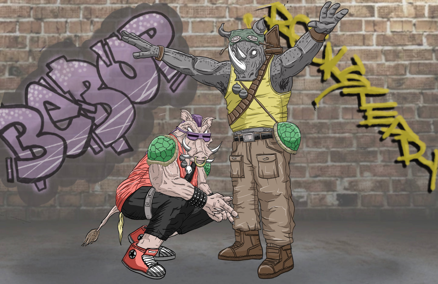 Bebop and rocksteady bboy pose poster