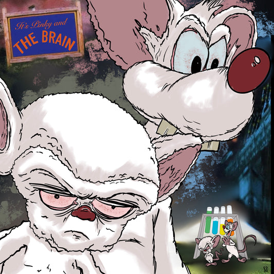 Pinky and the brain x mob deep album cover mashup poster