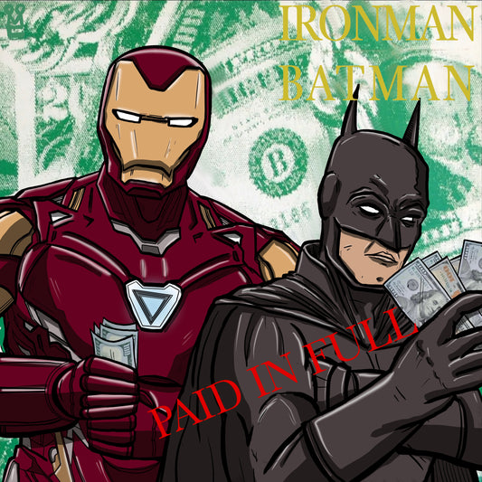 Ironman Batman x Eric b Rakim album cover mashup poster