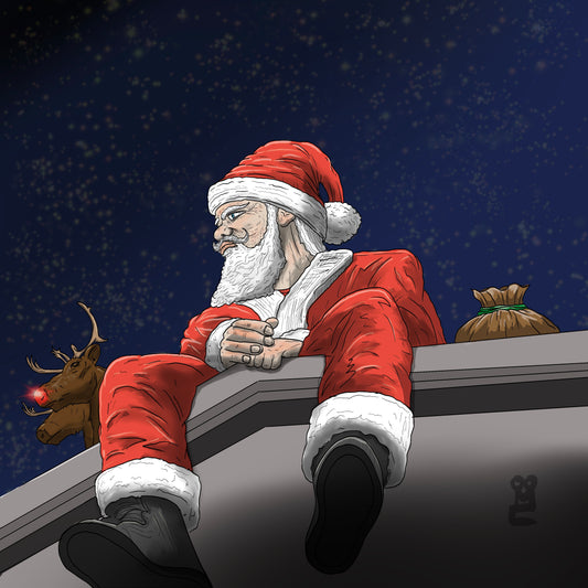 Santa Claus x j.cole album cover mashup poster