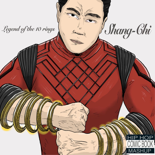 Shang chi x Jay z album cover mashup poster