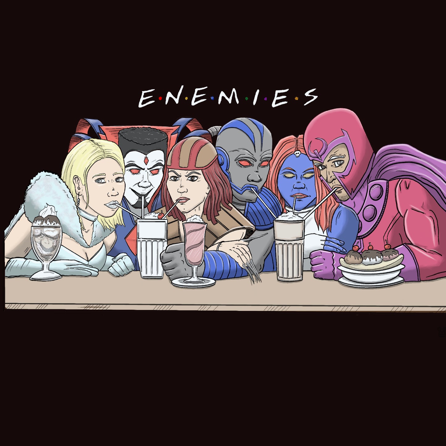 Xmen enemies x Friends poster mashup