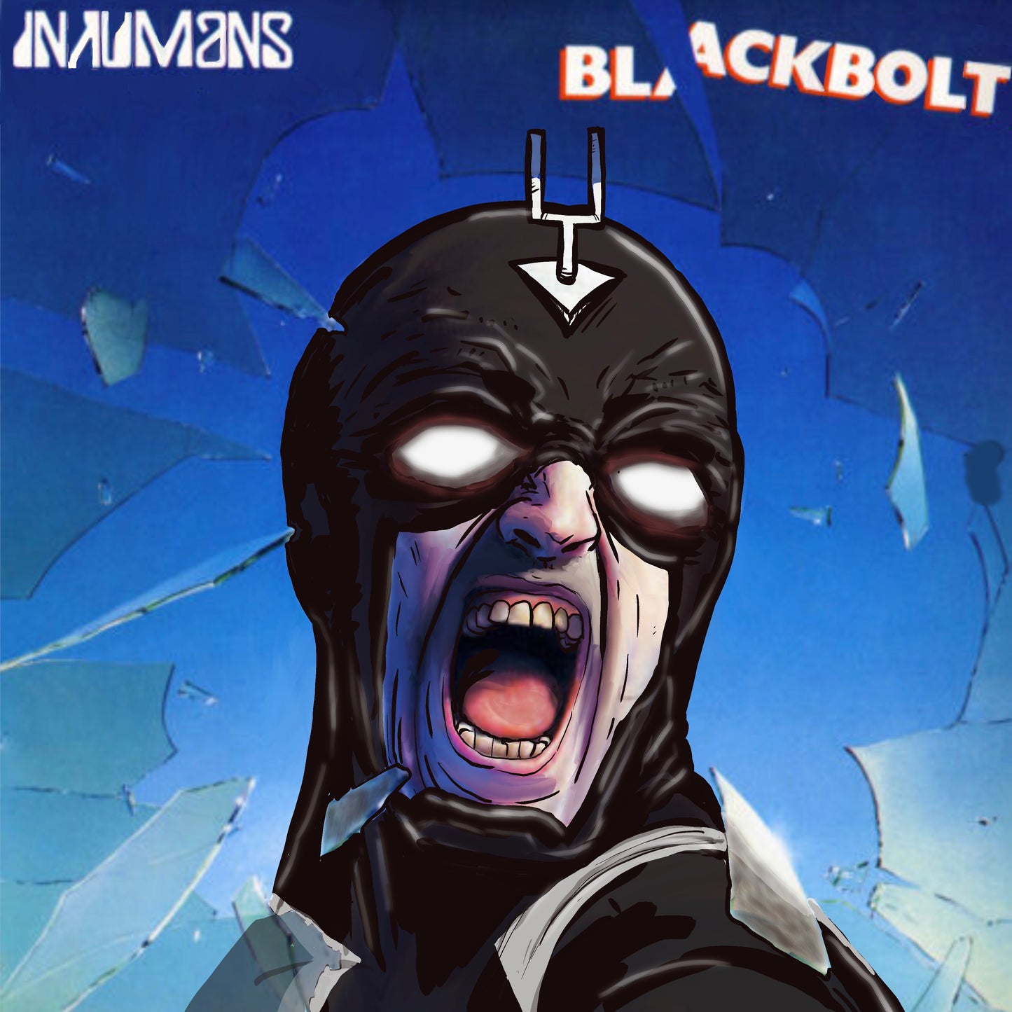 Black bolt x scorpions album cover mashup poster