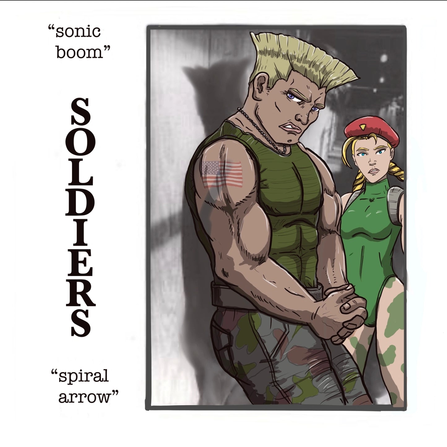 Street Fighter soldiers x Sonic Youth album cover mashup poster