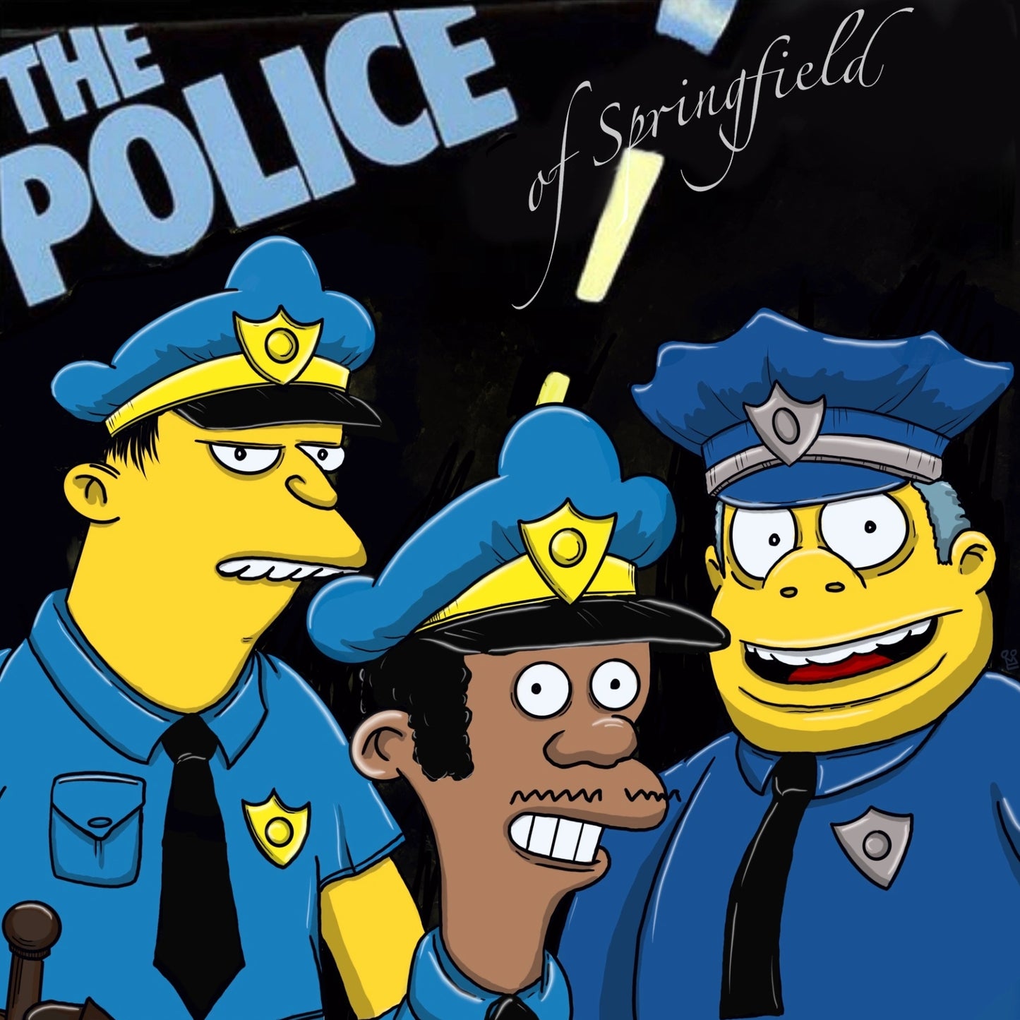 Springfield PD x The Police album cover mashup poster