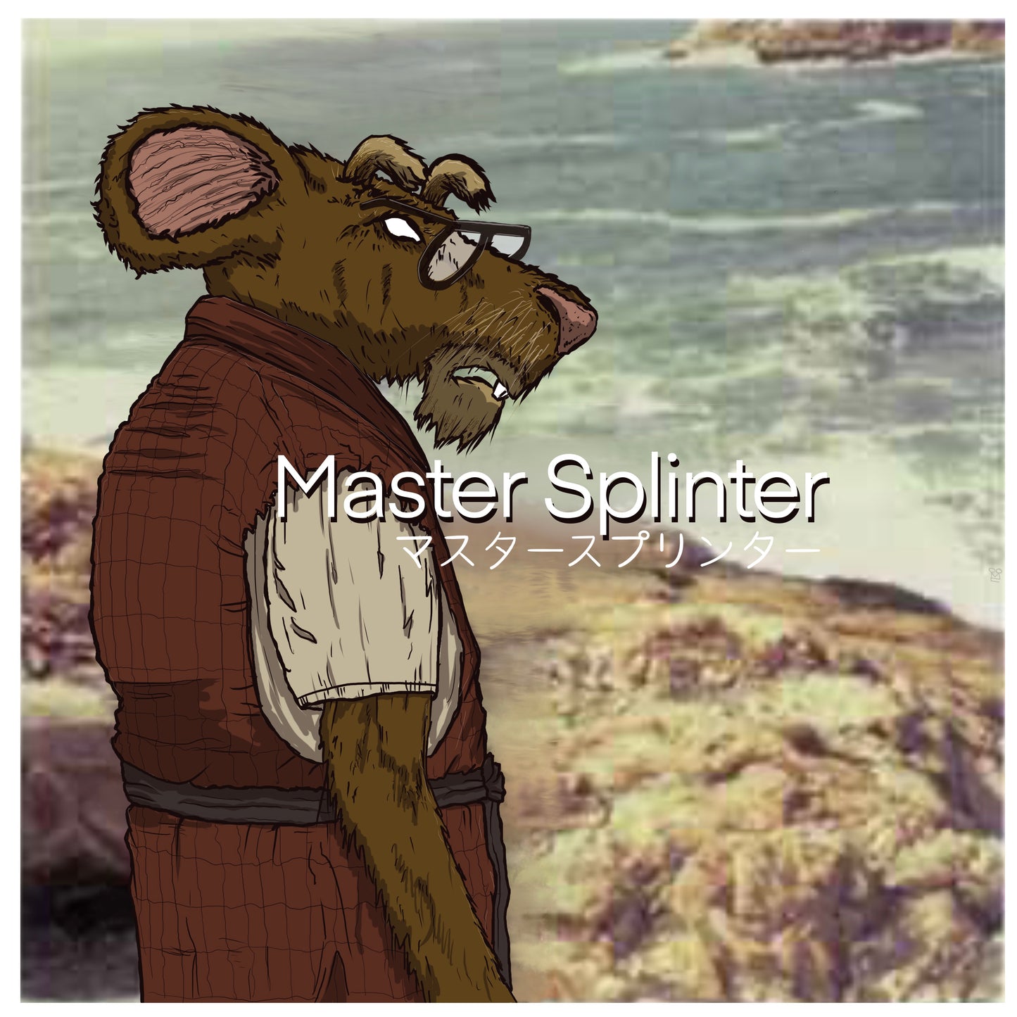 Master Splinter x Jackie Chan album cover mashup poster