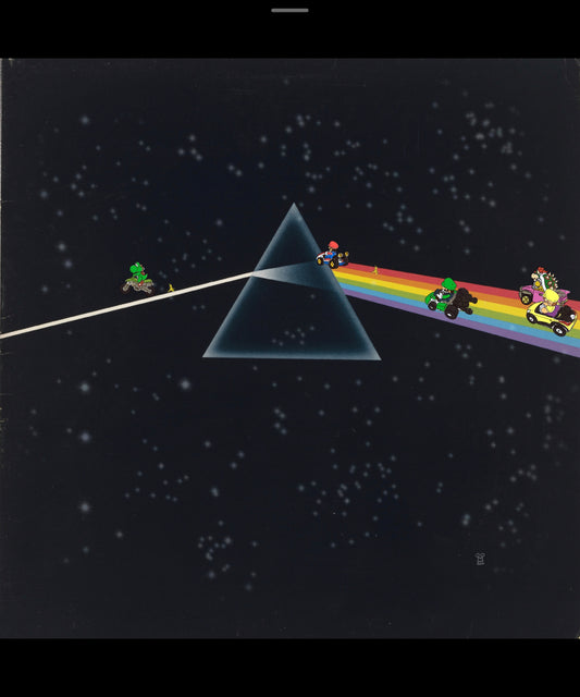 Mario Kart x Pink Floyd album cover mashup poster