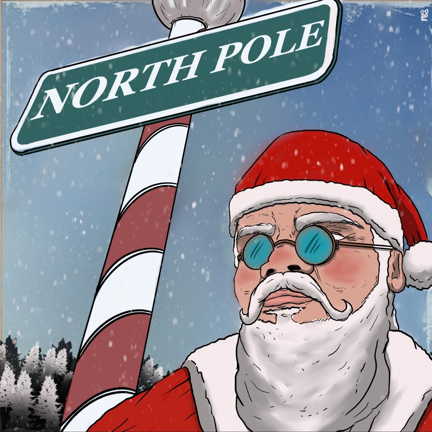 Santa x Snoop Dogg album cover mashup poster