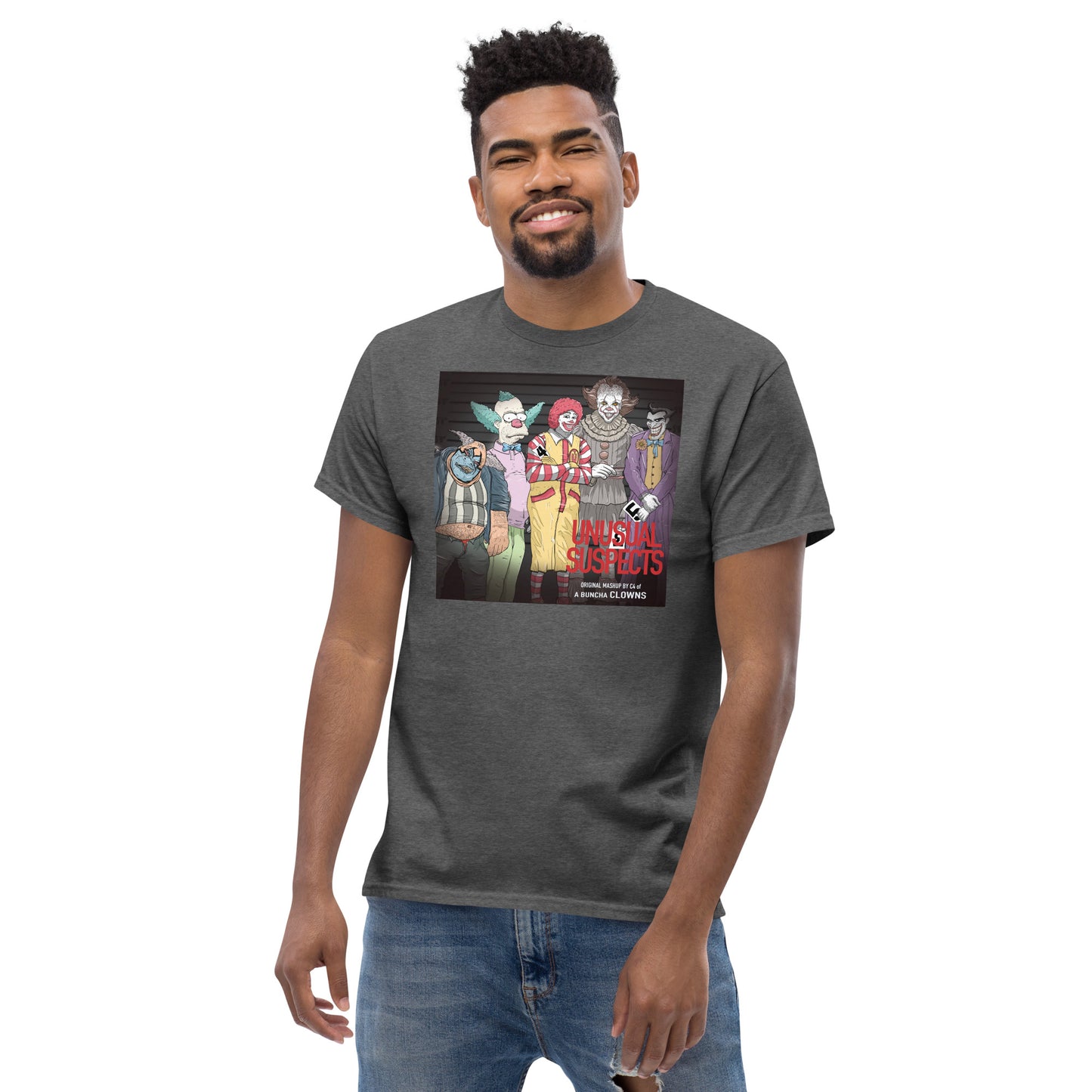 Pop culture clowns x Usual Suspects mashup classic tee