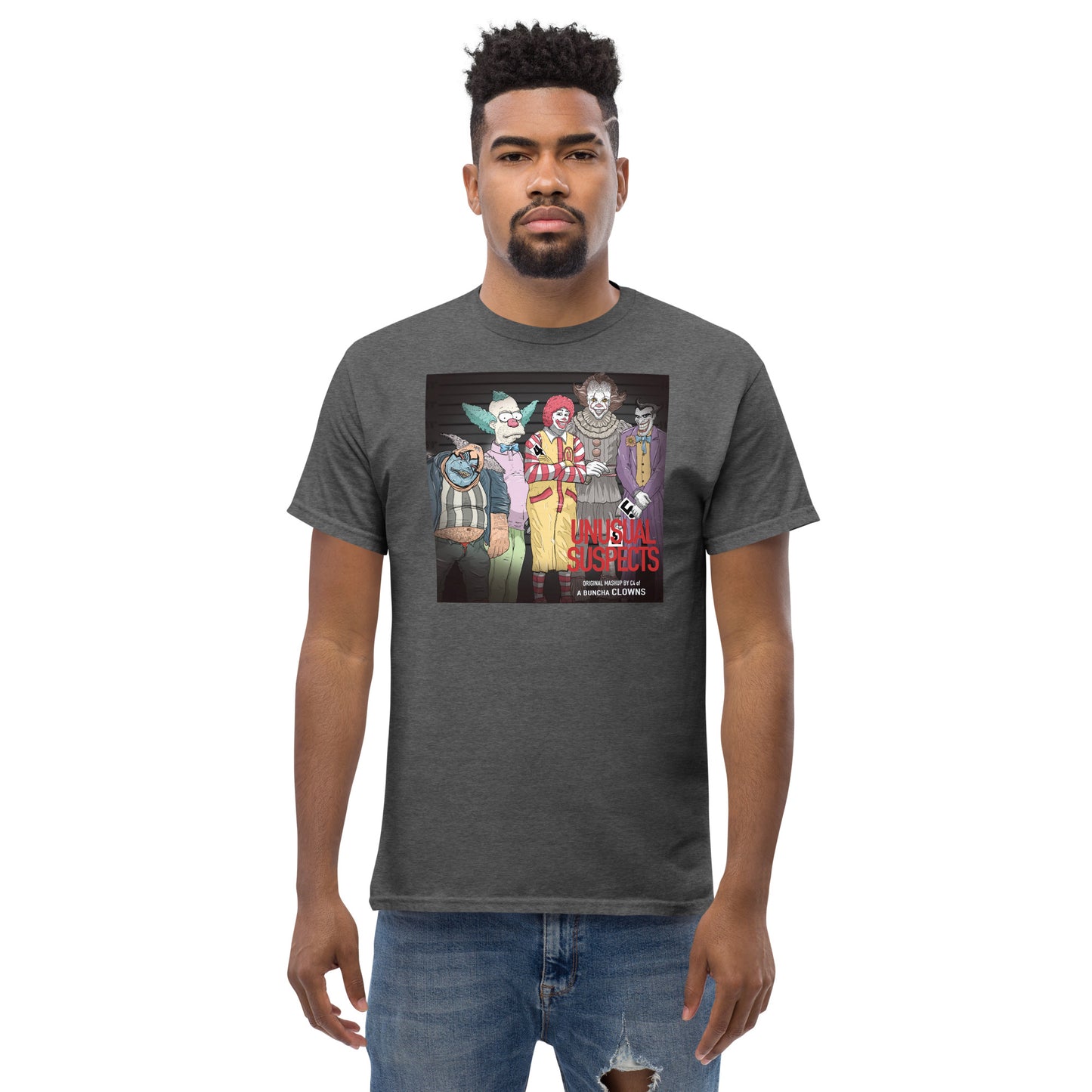 Pop culture clowns x Usual Suspects mashup classic tee