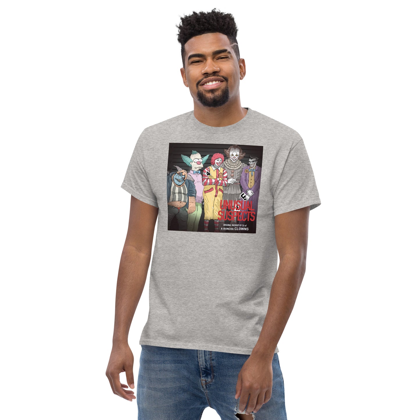 Pop culture clowns x Usual Suspects mashup classic tee