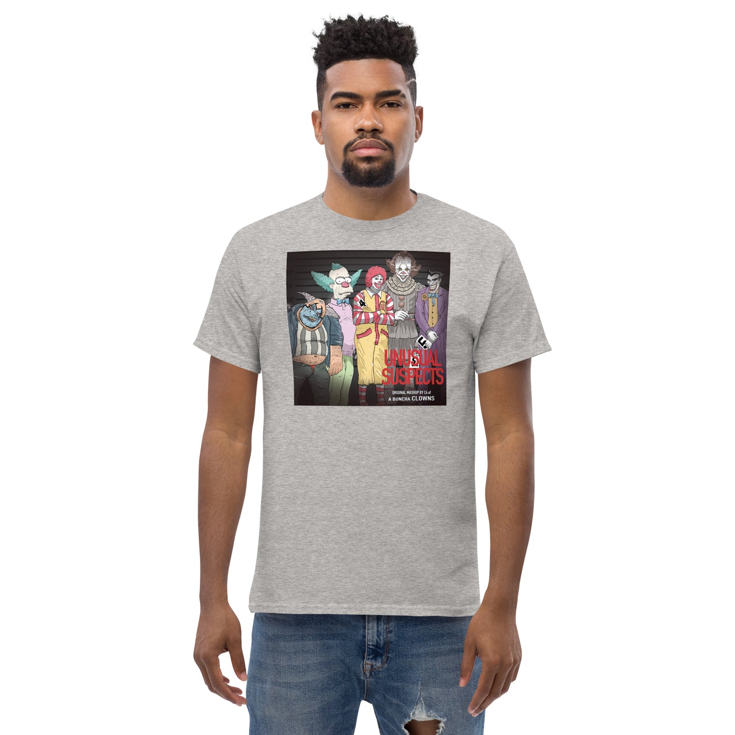 Pop culture clowns x Usual Suspects mashup classic tee