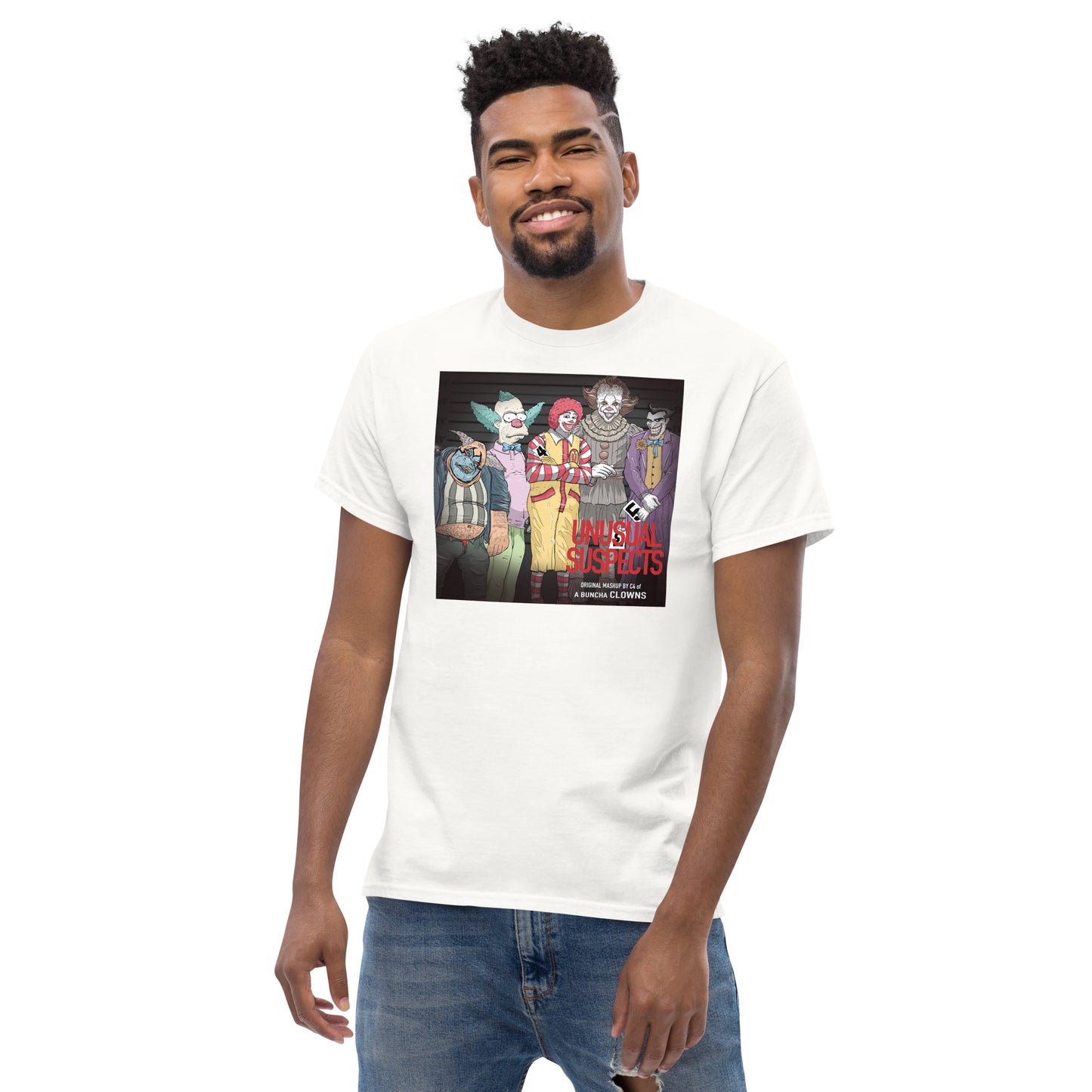 Pop culture clowns x Usual Suspects mashup classic tee