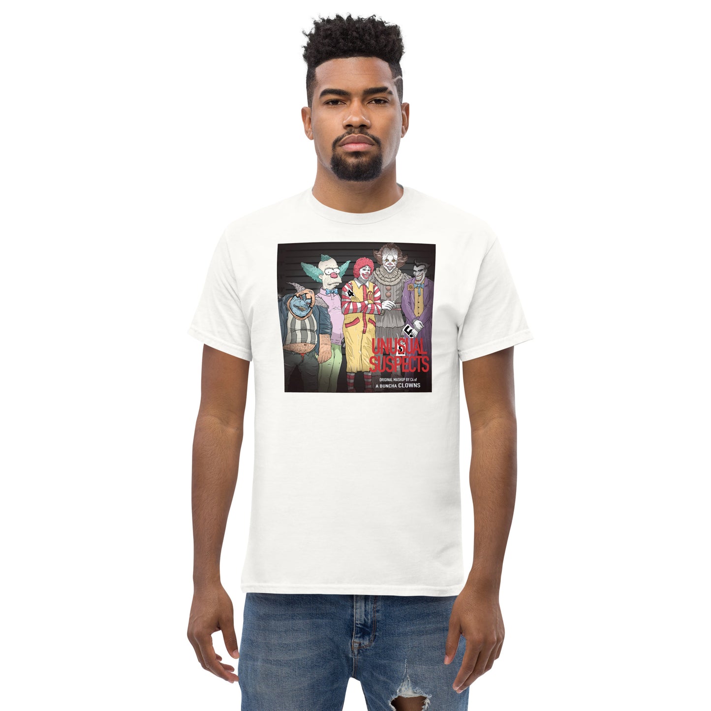 Pop culture clowns x Usual Suspects mashup classic tee