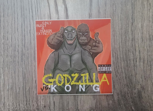 Godzilla and King Kong x ghostface and raekwon mashup sticker